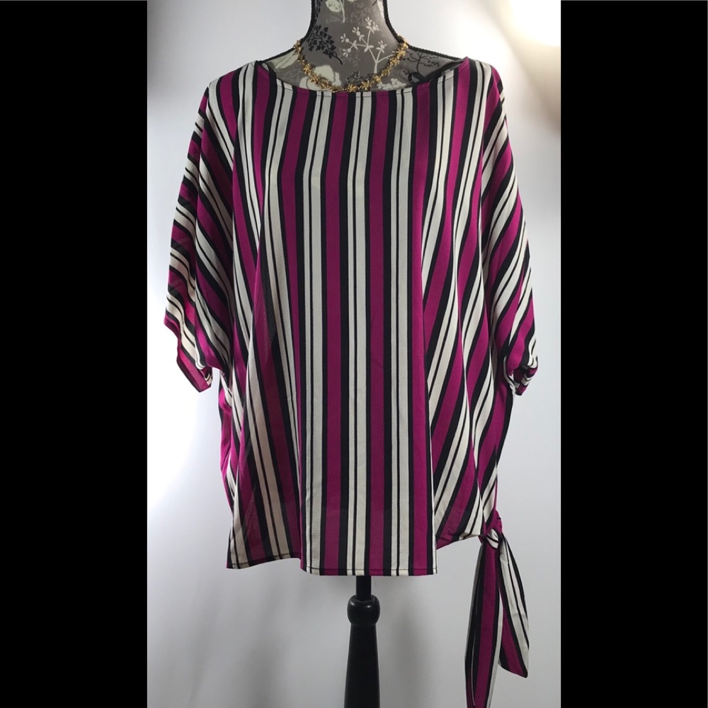 Michael Kors Bold Stripes Side Tie top Blouse